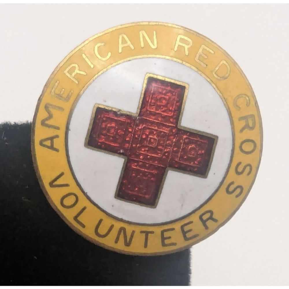 Vintage American Red Cross Volunteers Enamel Lapel Pin ARC Service Badge